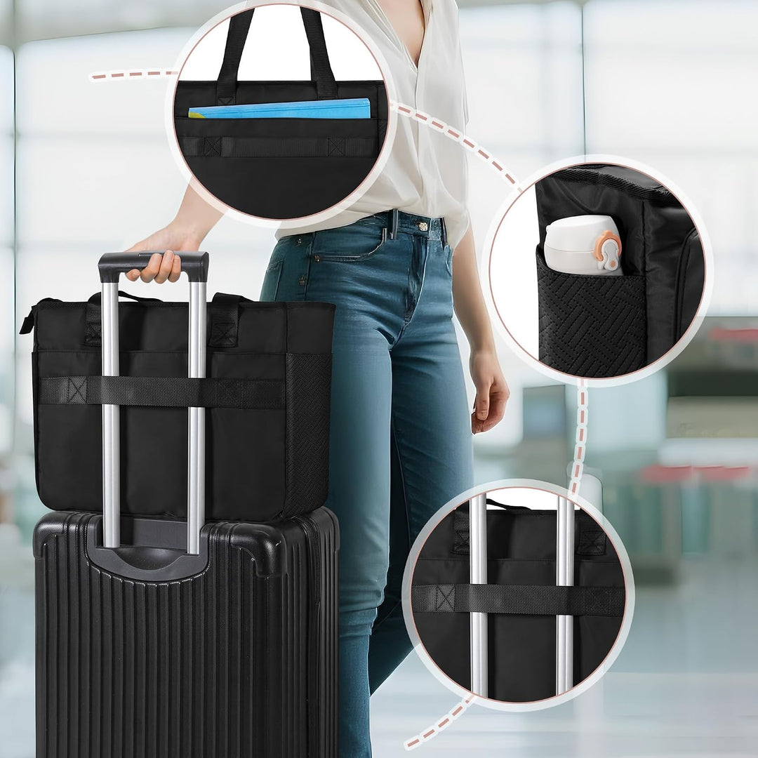 Lehrertasche für Damen, Lehrer Arbeitstasche 15,6 Zoll Laptoptasche mit Akkordeon Akten Organizer, P