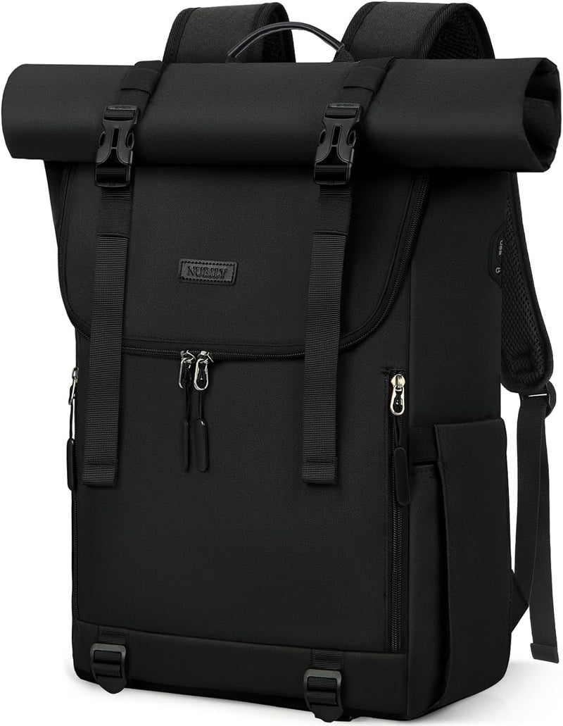 NEWHEY Rolltop Rucksack Herren Damen Wasserdicht Schulrucksack Laptop Rucksack 17,3 Zoll mit USB-Loc