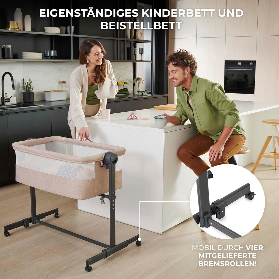 Kinderkraft NESTEE UP 2 Beistellbett 2 in 1, Kinderreisebett mit Matratze Laken, 5-stufige Matratzen