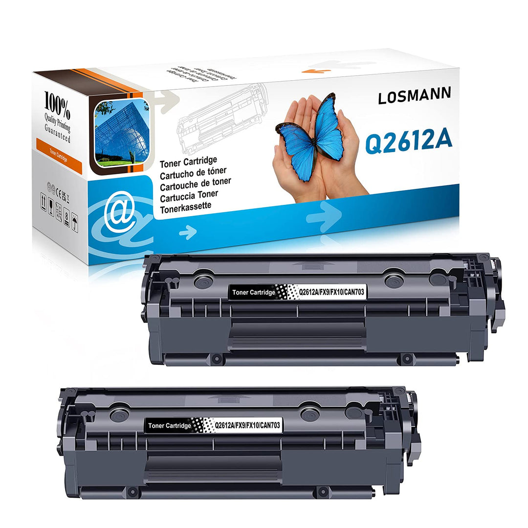 LOSMANN 2X Toner Kompatibel für Q2612A 12A FX9 FX10 CAN703 für HP LaserJet 1010 1012 1015 1018 1020
