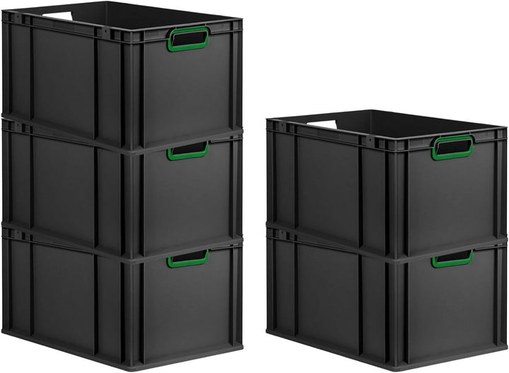 PROREGAL SuperSparSet 3x Eurobox NextGen Color | HxBxT 32x40x60cm | 65 Liter | Griffe grün offen | V