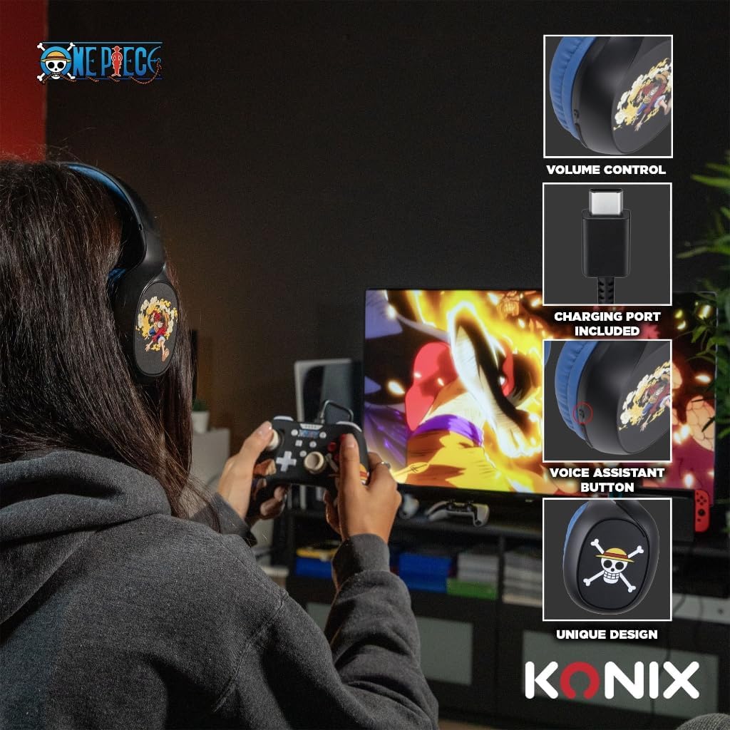 Konix One Piece On-Ear-Kopfhörer kabellos Bluetooth 5.3 für Smartphones und Tablets - 30 Std. Akkula