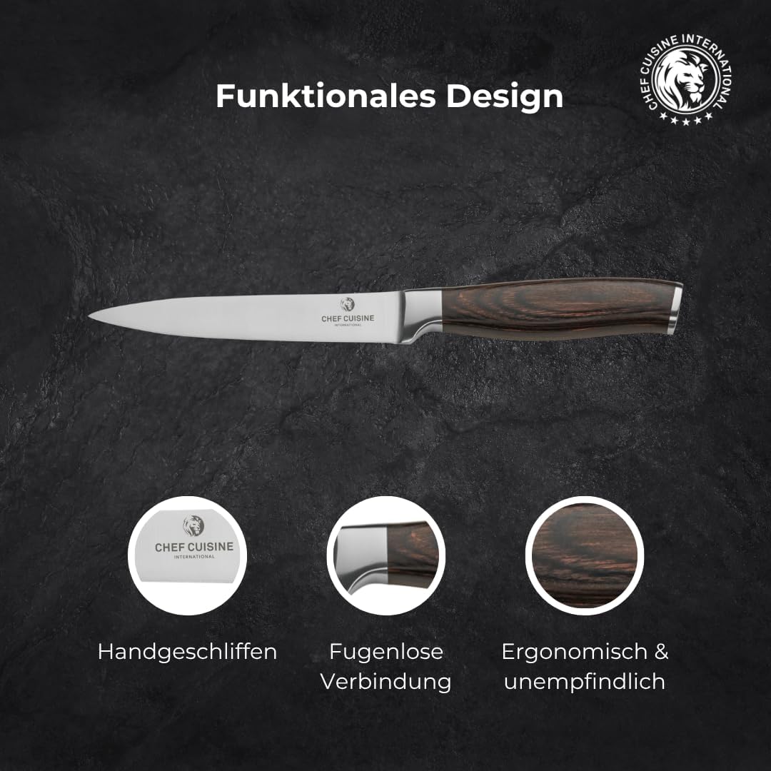 CHEF CUISINE Allzweckmesser, Rostfreier Klingenstahl, Geschmiedet, Handgeschliffen &amp; poliert, Fugenl