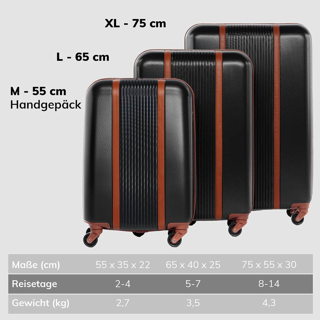 FERGÉ Kofferset 3 teilig Hartschale Milano Reisekoffer Trolley-Set (Handgepäck, L, XL) 3er Set Harts