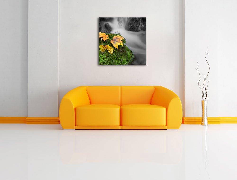 Pixxprint Waldbach als Leinwandbild/Grösse: 70x70 cm/Wandbild/Kunstdruck/fertig bespannt, 70x70