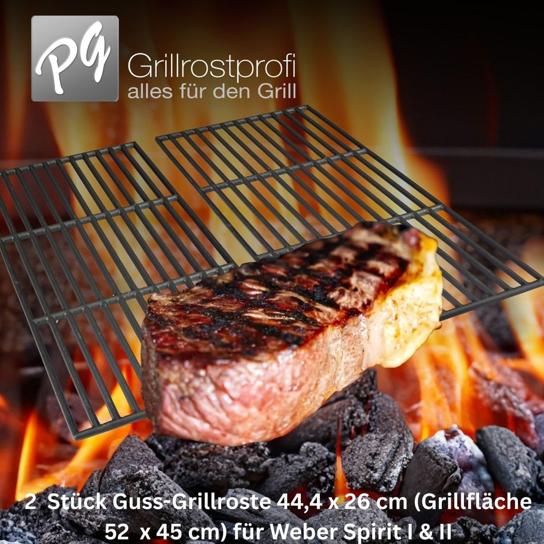 Grillrostprofi 44,4 x 26cm Grillrost Gusseisen/Gusseisen für Weber Spirit I & II E210, E220, S210, S