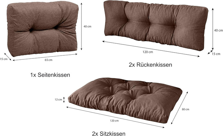 sunnypillow Palettenkissen 5er Set für Europaletten Indoor und Outdoor Palettenpolster Palettensofa