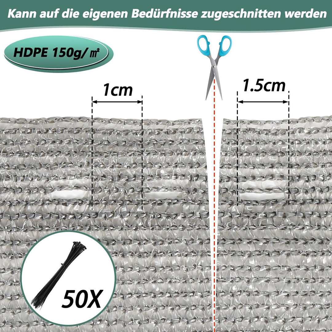 Zaunblende Sichtschutz für Zaun &amp; Balkongeländer, Schattiernetz Gartenzaun, Schattennetz, 150g/㎡ HDP