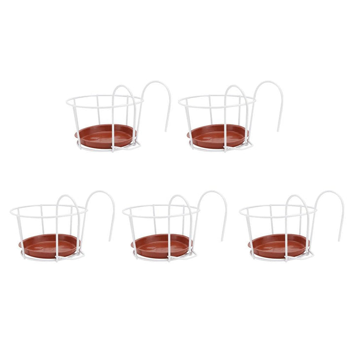 DOITOOL 5 Sets Hängeländer Übertopf Balkon Pflanzkorb Blumentopfhalter Aufhänger über dem Metallzaun