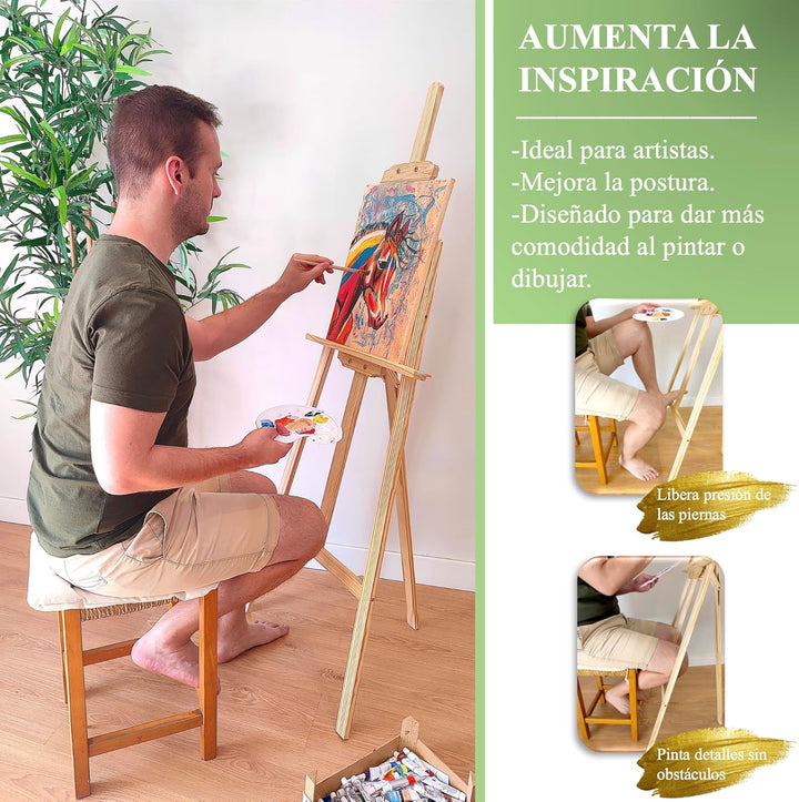 Professionelles Acryl-Staffelei inkl. Pinsel, Staffelei für grosse und kleine Leinwände, zusammenkla