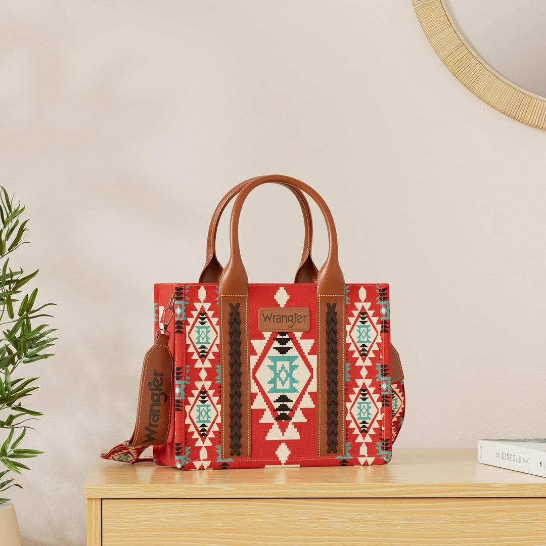 Wrangler Aztec Tote Bag for Women Boho Shoulder Purses and Handbags Angel Diamond Burgundy (Gitarren