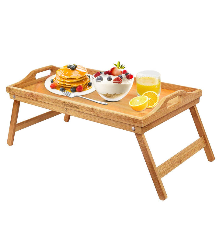 Frühstückstablett Betttablett Tisch mit klappbaren Beinen, Laptop-Schreibtisch Snacktablett zum Esse