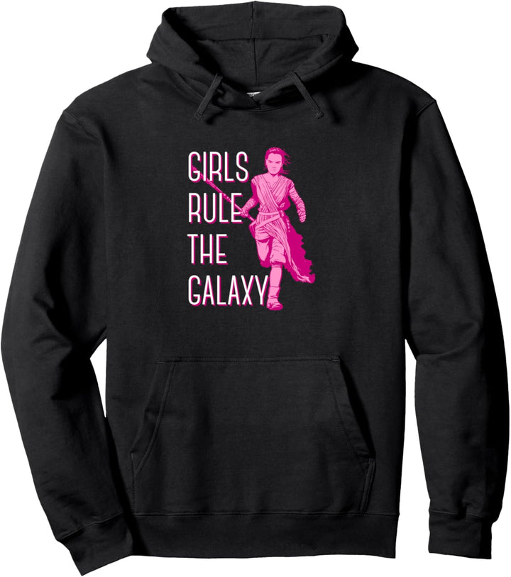 Star Wars Rey Running Pink Tone Girls Rule The Galaxy Pullover Hoodie