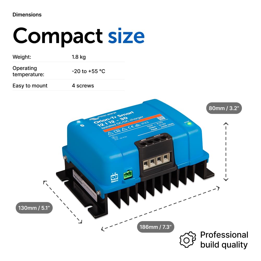 Victron Energy Orion-Tr Smart DC-DC Ladebooster (Bluetooth) - 12/12V, 30 Amp, 360-Watt - Batterie La