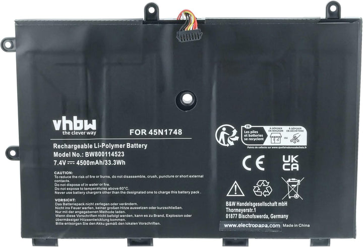 vhbw Akku kompatibel mit Lenovo ThinkPad 11e (20DA-A0009AU), 11e (20DA-A000AAU) Notebook (4500mAh, 7