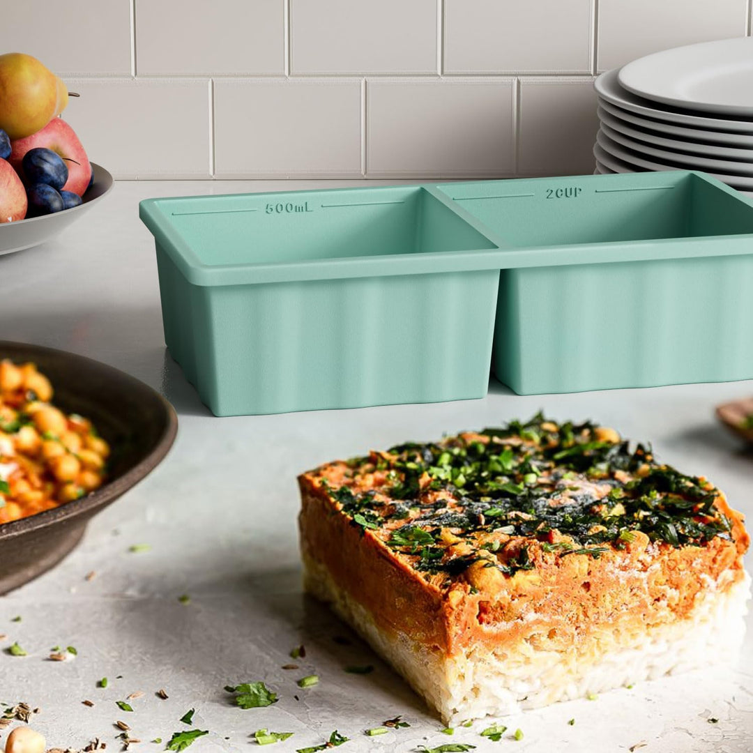 Extragrosse Silikon Gefriertablett, Suppe Gefrierschrank Eiswürfelform mit Deckel, 2er-Pack Grosse S