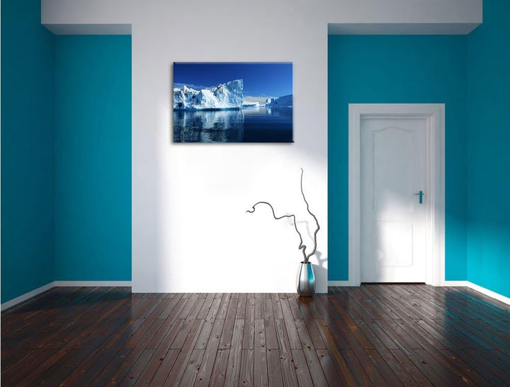 Pixxprint Eisberge Diskobucht Grönland als Leinwandbild/Grösse: 100x70 cm/Wandbild/Kunstdruck/fertig