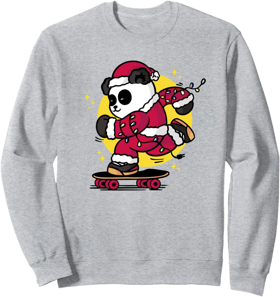 Skating Panda Weihnachten Skate Skateboarding Santa Claus Bär Sweatshirt