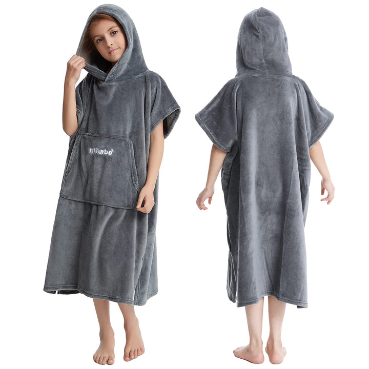 Hiturbo Kinder Wickelmantel, Handtuch Poncho Bademantel Robe mit Kapuze, für Strand, Schwimmen, Surf