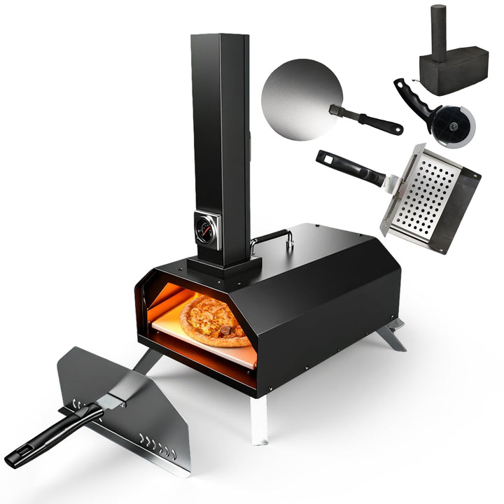 Outdoor Pizzaofen, Holzpellet-pizzarette, 30,5 cm, mit Pizzaschieber und Pizzaschneider für Strand,
