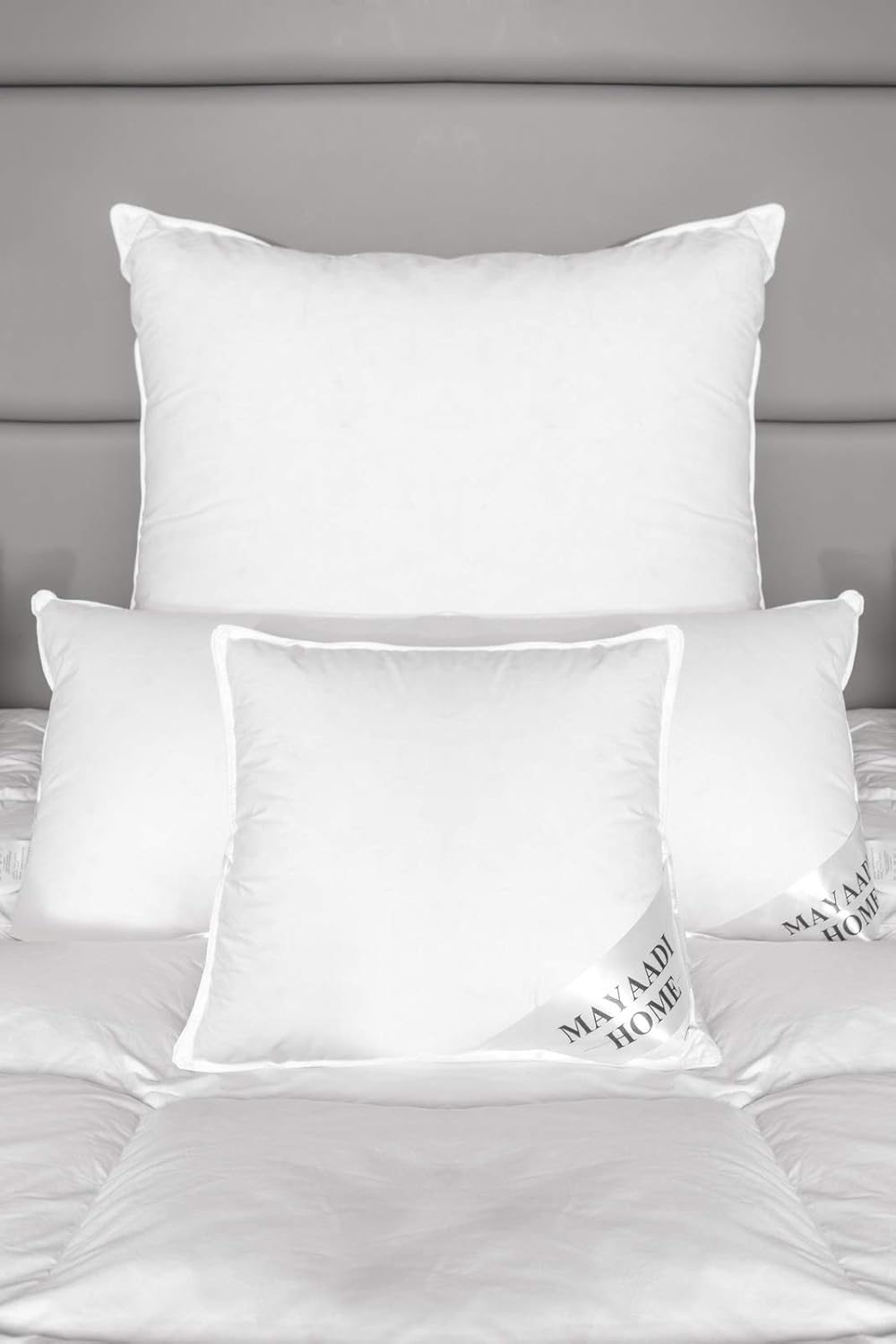 Mayaadi-Home Kopfkissen 80x80 cm | 1400g Füllung, 70% Daunen 30% Federn | 100% Natur Bezug aus Baumw