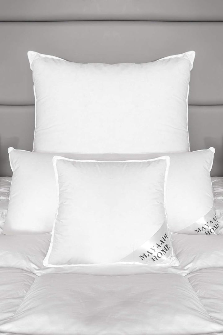 Mayaadi Home Kopfkissen 80x80 cm | 2000g Füllung, 70% Daunen 30% Federn | 100% Natur Bezug aus Baumw
