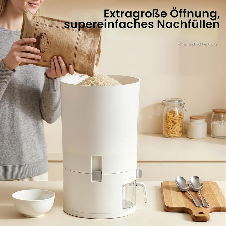 EurHomePlus Reisspender 6kg/10kg Food Storage Box Reisvorratsbehälter, Messbecher mit Skala, Luftdic