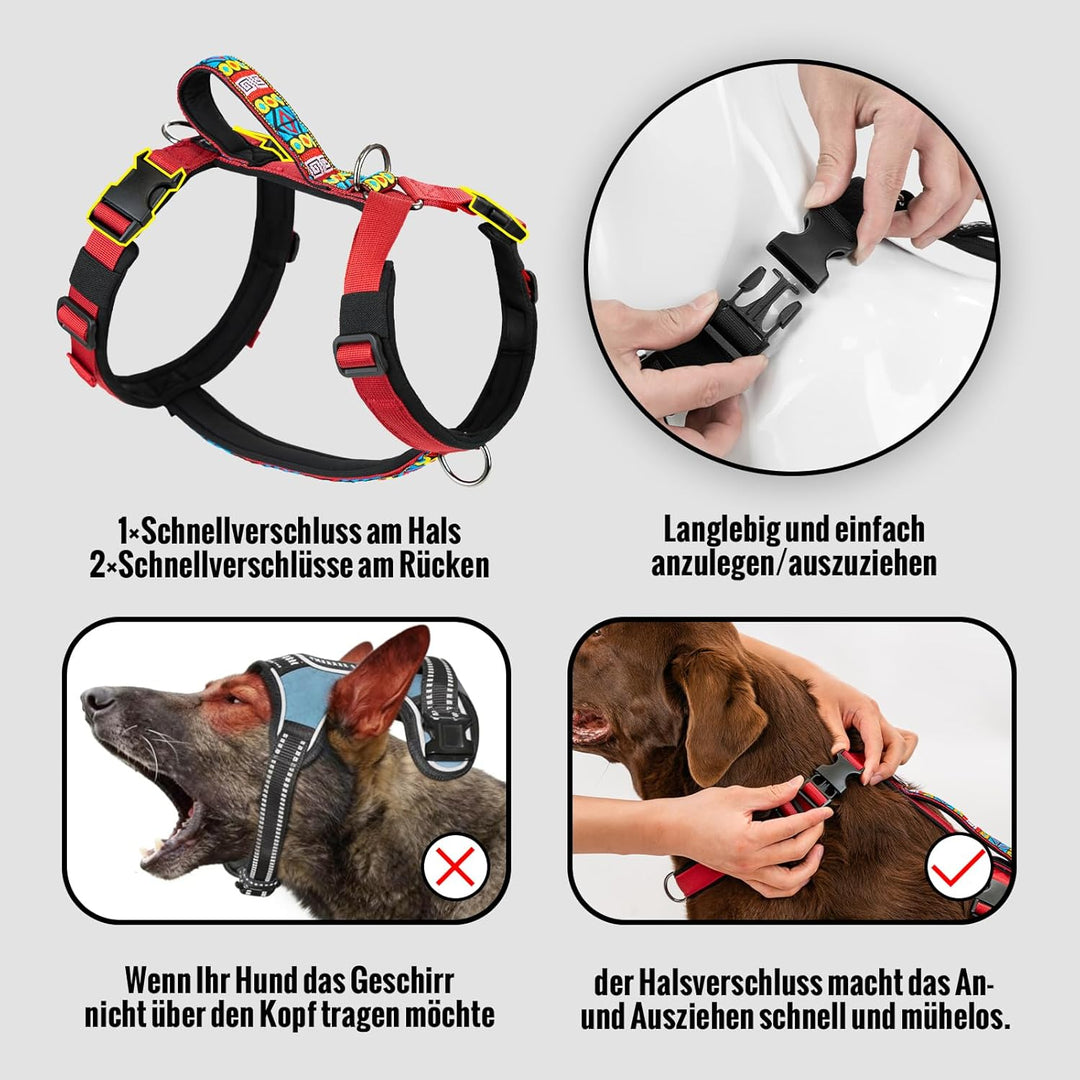 Arblina Hundegeschirr, Ausbruchsicheres Antizuggeschirr für Kleine, Mittlere und Grosse Hunde, Hunde