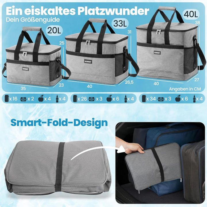 HELDENWERK Kühltasche gross faltbar – Kühlbox bis zu 12h Kühlleistung auslaufsicher &amp; wasserdicht –