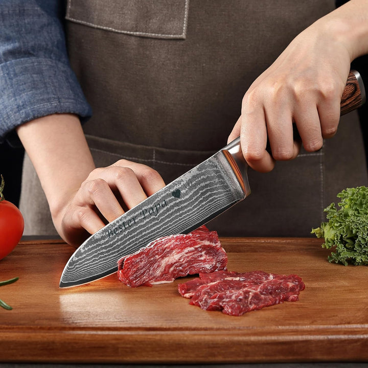 Wakoli Edib 2er Damastmesser Set mit Gravur – Personalisiertes Messer-Set, grosses & kleines Santoku
