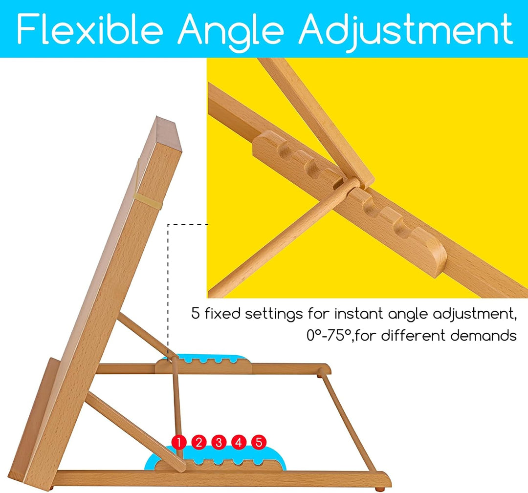 MEEDEN A2 Tischstaffelei Holz, 66x49 cm Verstellbare Staffelei Tisch aus Deutsche Buchenholz, Faltba