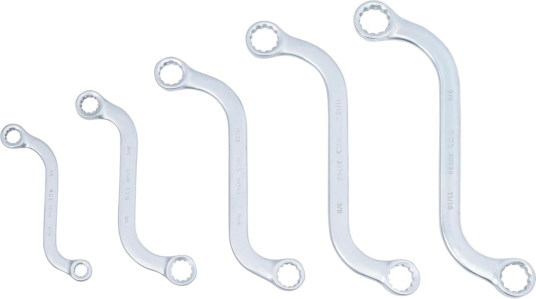 BGS 32150 | S-Form Doppel-Ringschlüssel-Satz | Zollgrössen | SW 3/8" - 3/4" | 5-tlg., Zollgrössen |