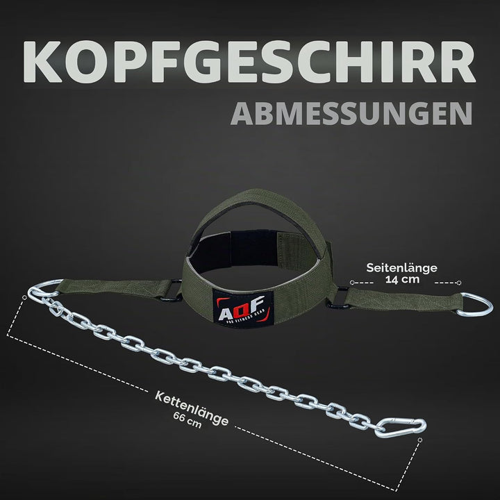 AQF Verstellbares Kopfgeschirr Tauchen Hals Builder Gürtel Gewichtheben Kette Neopren gepolstert Mil