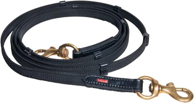 Karlslund Zügel Supergrip Rubber Reins, Black Brass, k382-bla-bra