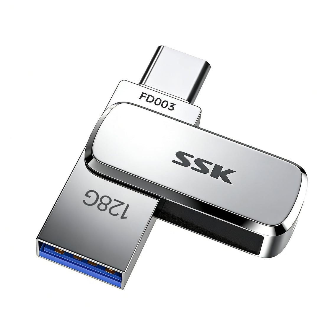SSK 128GB USB C Stick bis zu 240 MB/s, Dual Memory Stick USB 3.2 Typ-C und USB-A Handy Speicherstick