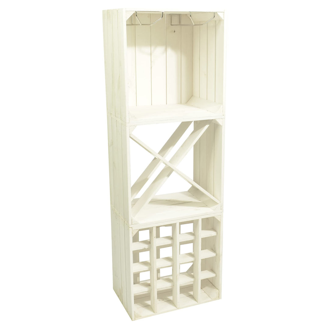 Weinregal Wino Set aus Holz - Weiss Komboset