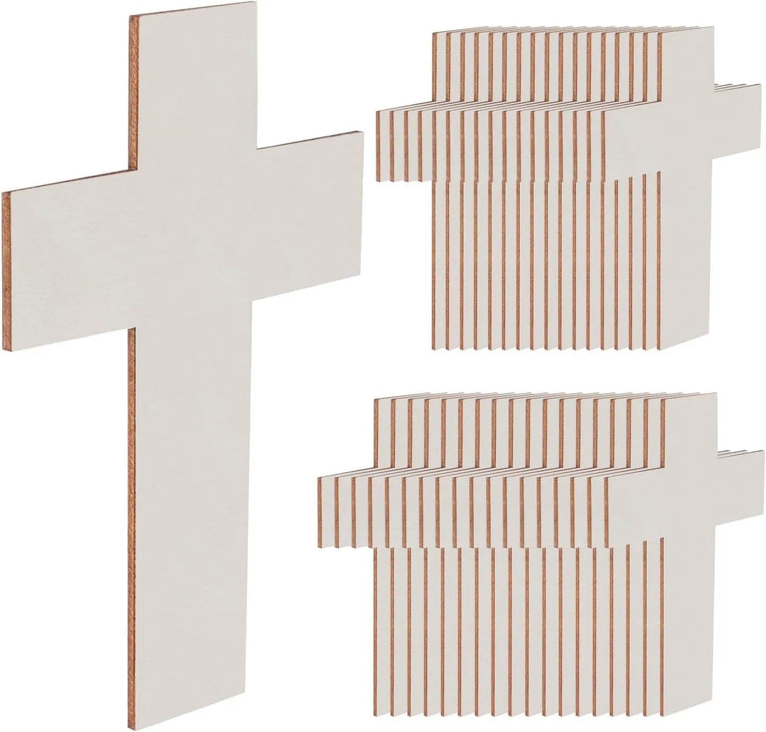 36 Stück Holzscheiben Deko Kreuz Form Holzplatte Basteln 11 x 7 cm 3mm Dick DIY Handwerk Holz Scheib