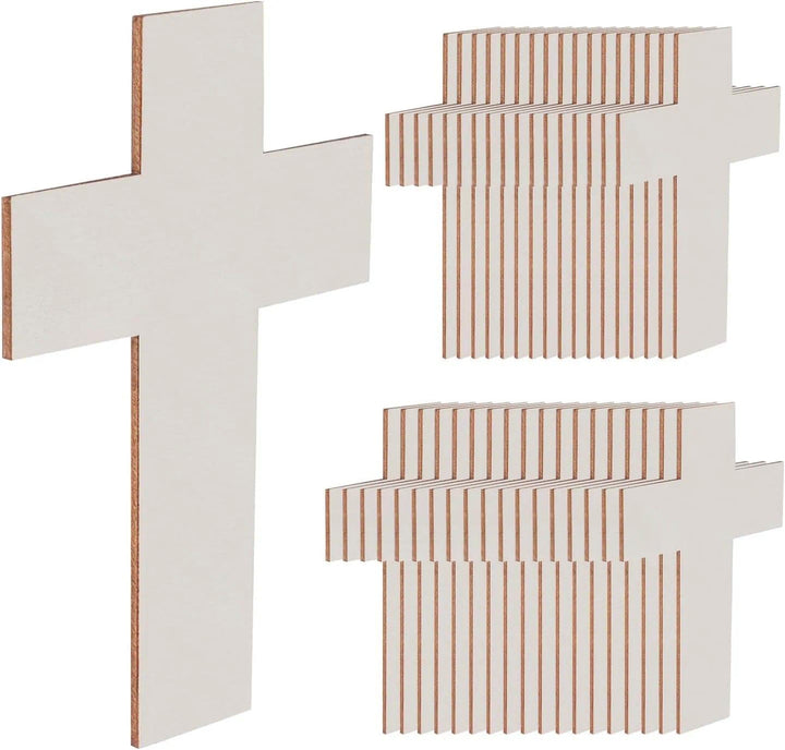 36 Stück Holzscheiben Deko Kreuz Form Holzplatte Basteln 11 x 7 cm 3mm Dick DIY Handwerk Holz Scheib