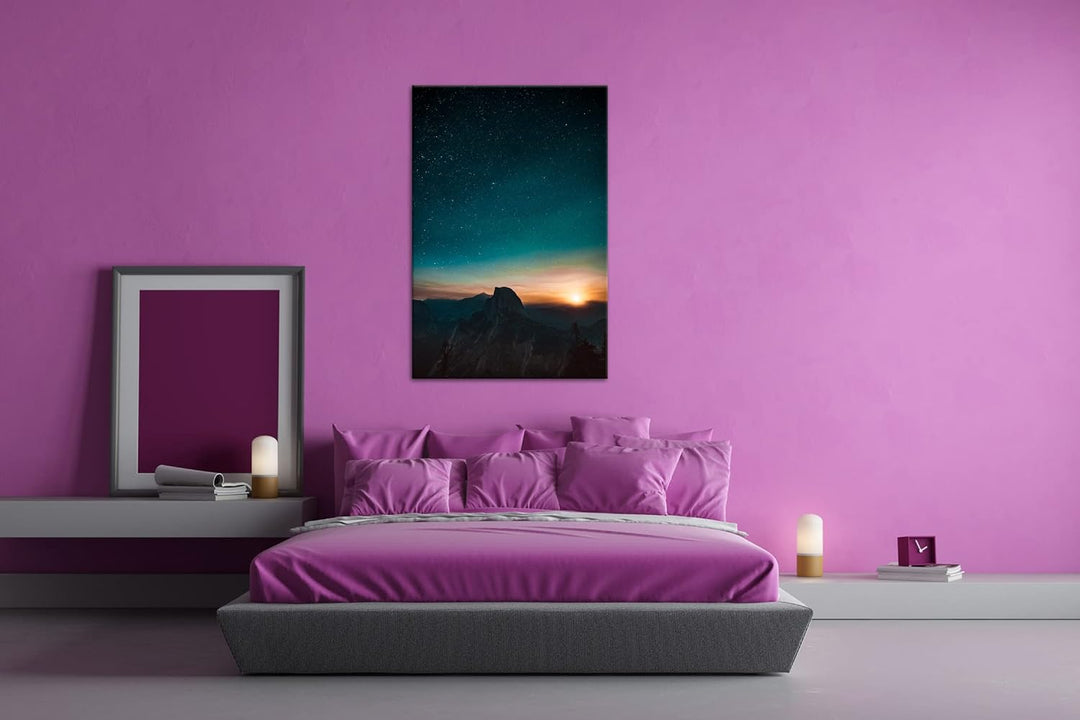 deyoli atemberaubender Sternenhimmel bei Sonnenaufgang Format: 100x70 als Leinwandbild, Motiv fertig