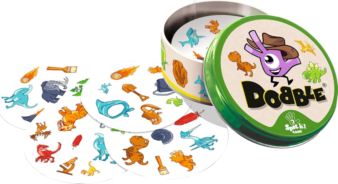 Asmodee Dinosaurier Dobble | Familienkartenspiel | Ab 4 Jahren | 2 bis 8 Spieler | Spielzeit von 15