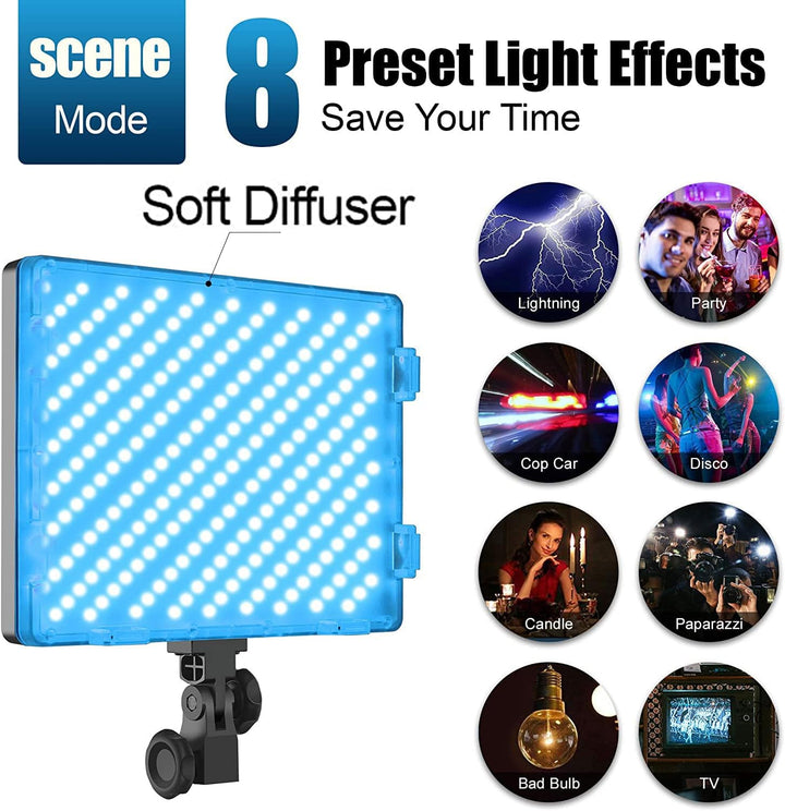 GVM RGB Videolicht Panel mit Lichtstativ Set, 2er Pack 50W LED Fotolicht mit APP Steuerung, 3200K-56