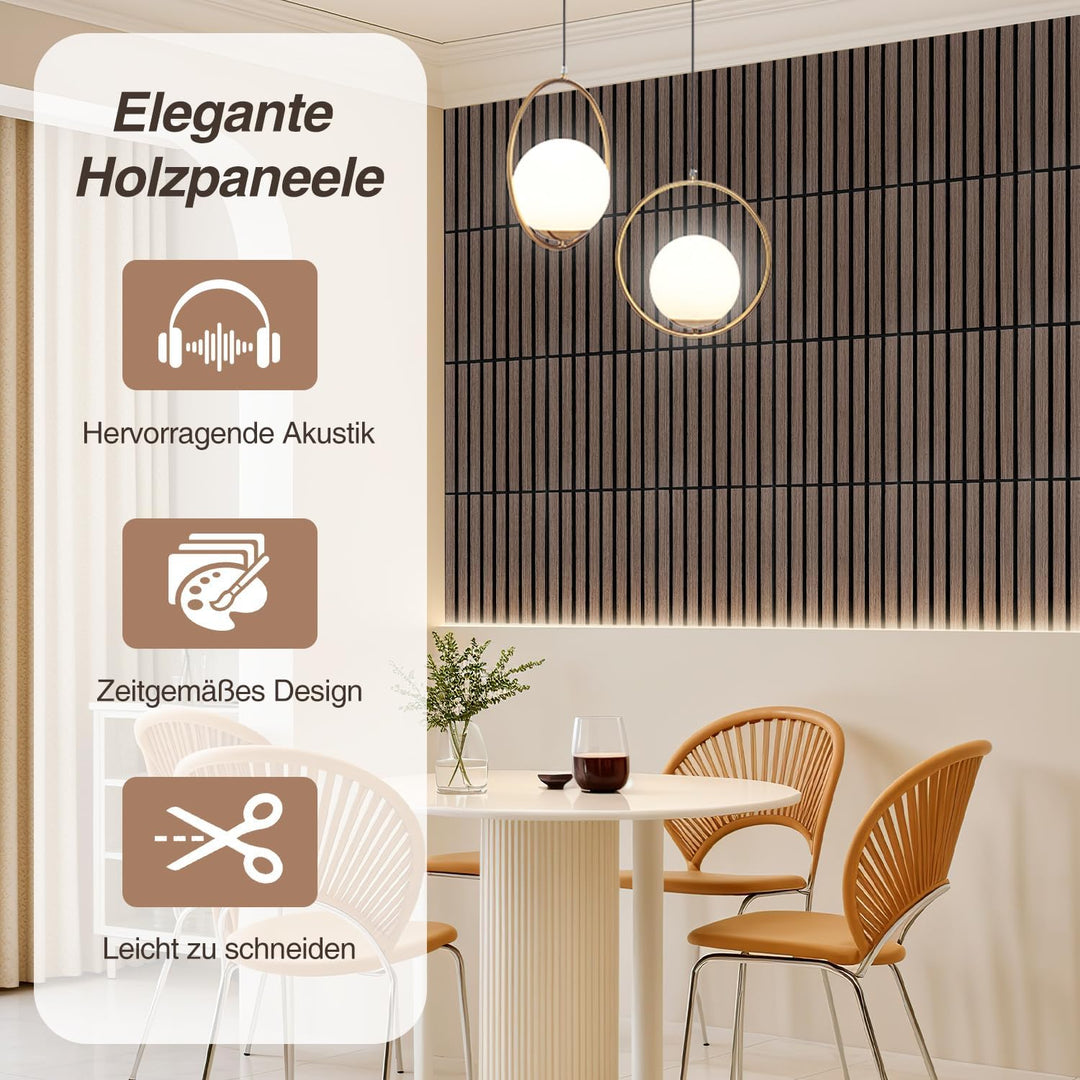 ISOISL 24er Set Akustikpaneele Holzoptik Wandpaneele Selbstklebende,Bohrfrei & Leicht Recyceltes Fil