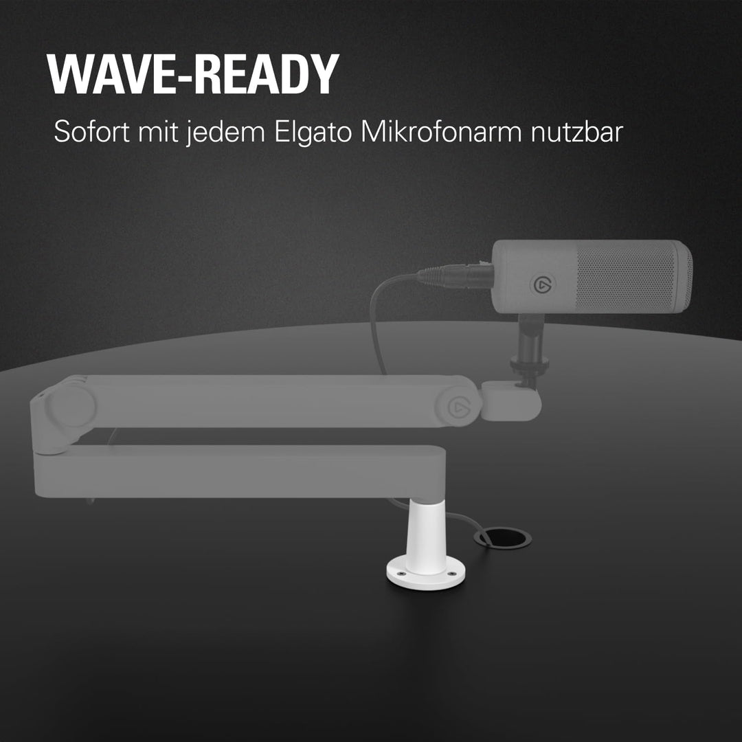 Elgato Wave Desk Plate White - Flanschmontage für Elgato Mikrofonarme, einfache Schraubbefestigung,