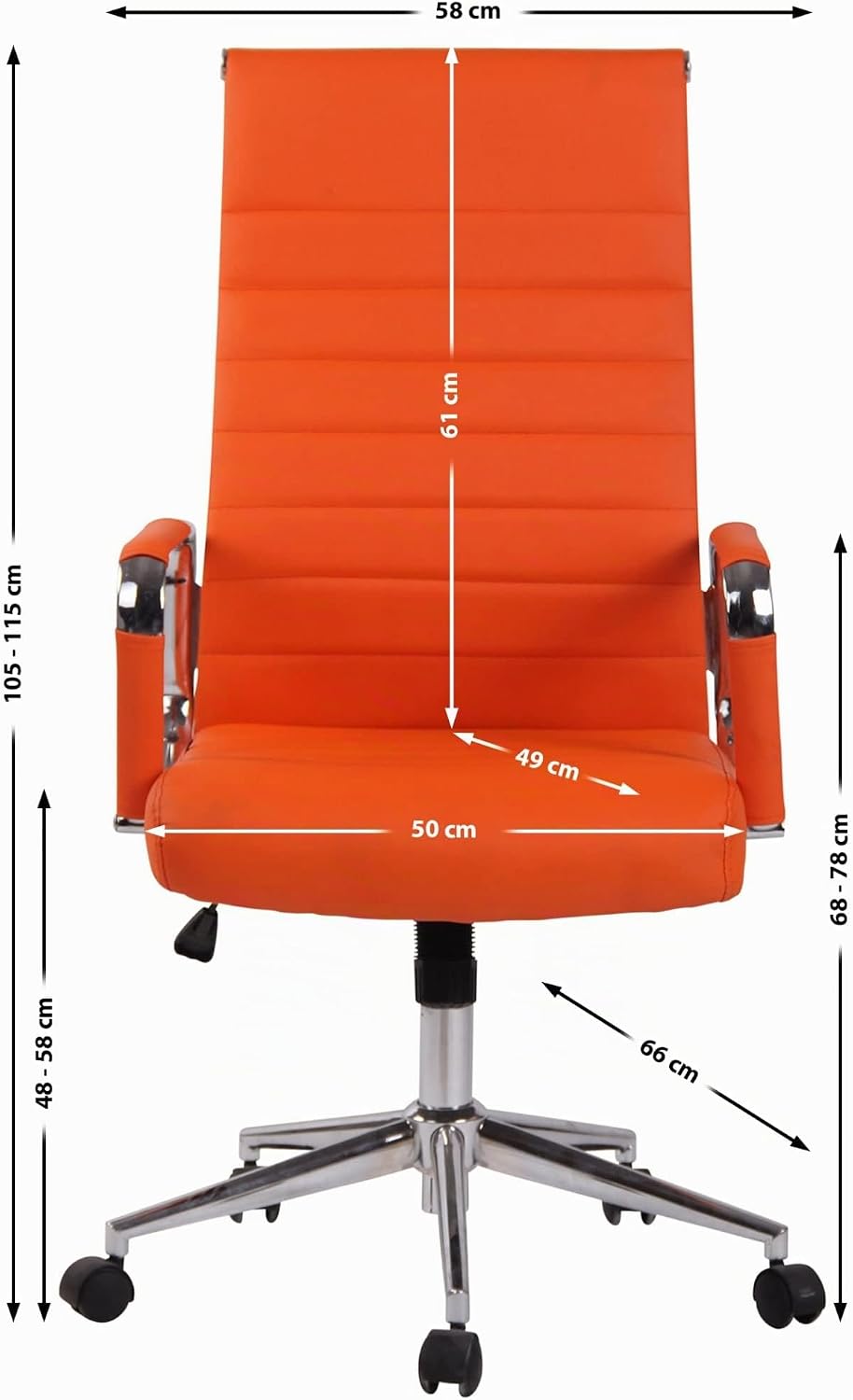 CLP Bürostuhl Kolumbus Kunstleder-Bezug I Höhenverstellbarer Schreibtischstuhl, Farbe:orange, Orange