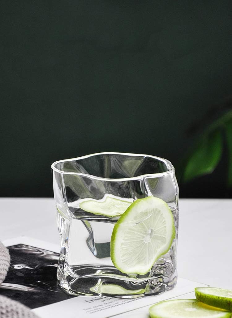 Unregelmässige Whiskygläser Set Mit 2 Gekippten Falten Scotch Glass 250Ml Modischer Whiskybecher Für