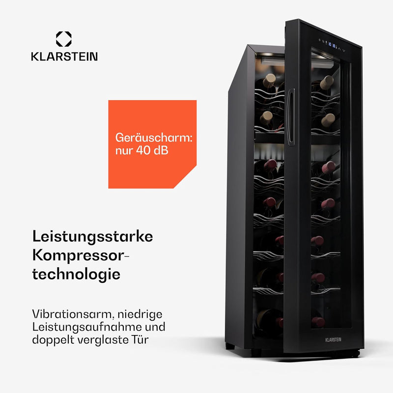 Klarstein Freistehender Weinkühlschrank 2 Zonen, Getränkekühlschrank Klein, Kleiner Weinschrank, Wei