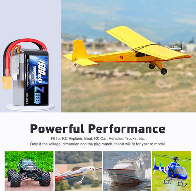 Zeee 3S LiPo Akku 11,1V 120C 1500mAh mit XT60 Stecker für UAV Drones FPV Rennrad Quadcopters Flugzeu