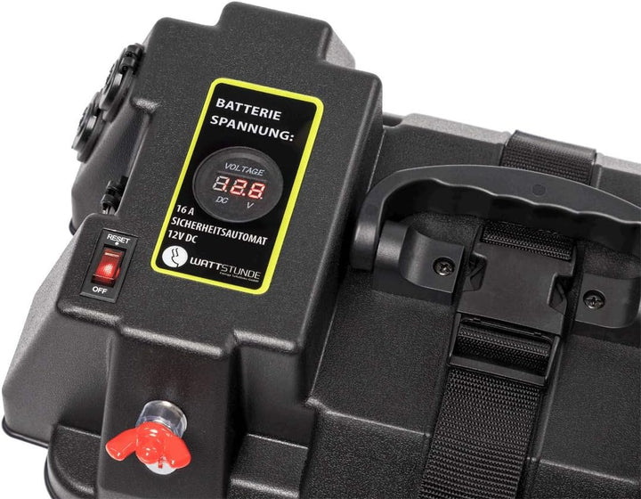 WATTSTUNDE Akku Batteriebox für 100Ah AGM Batterie - für Wohnmobil, Camper, Bootsmotor Elektromotor