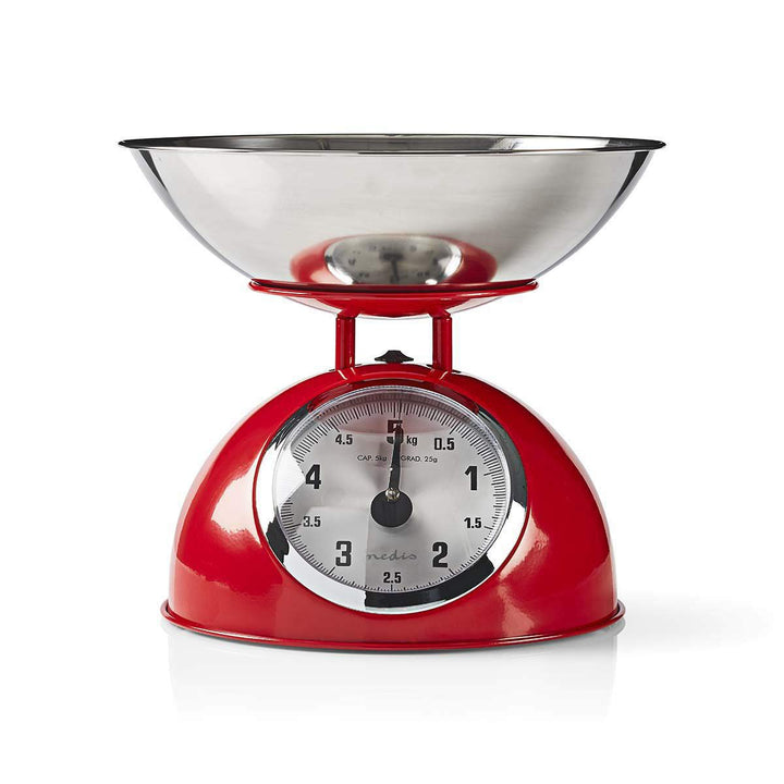 Nedis KASC110RD Küchenwaage - Analog - 5 kg Kapazität - Edelstahl - Glänzendes Design - Analog Küche