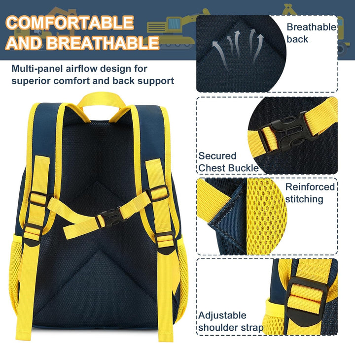 LOIDOU Kinderrucksack Jungen 13L, 38 × 14 × 30 cm, Kindergartenrucksack mit Brustgurt, wasserabweise